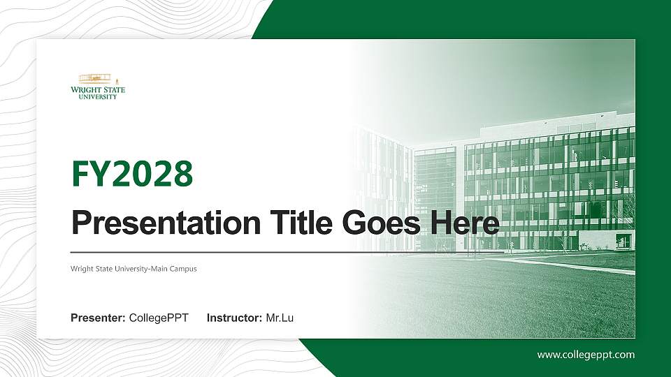 Wright State University-Main Campus Academic Presentation/Research Findings Report PPT Template16:9 ratio PPT effect preview image