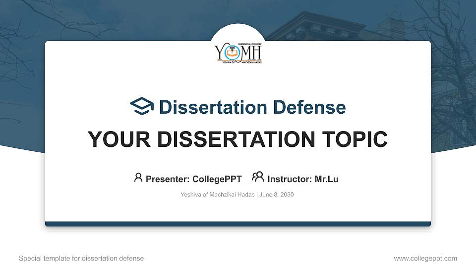 Yeshiva of Machzikai Hadas Graduation Thesis Defense PPT Template16:9 ratio PPT effect preview image