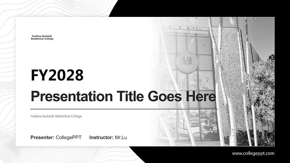 Yeshiva Gedolah Rabbinical College Academic Presentation/Research Findings Report PPT Template16:9 ratio PPT effect preview image