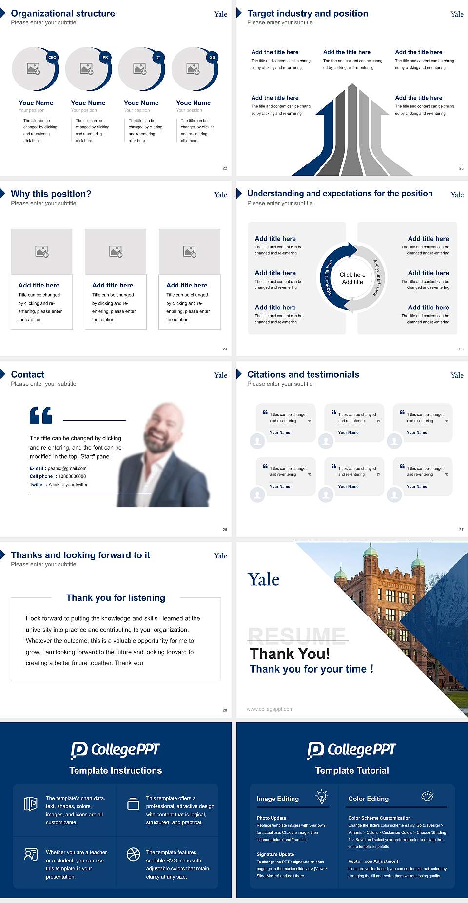 Yale University Resume PPT Template4:3 ratio PPT effect preview image4