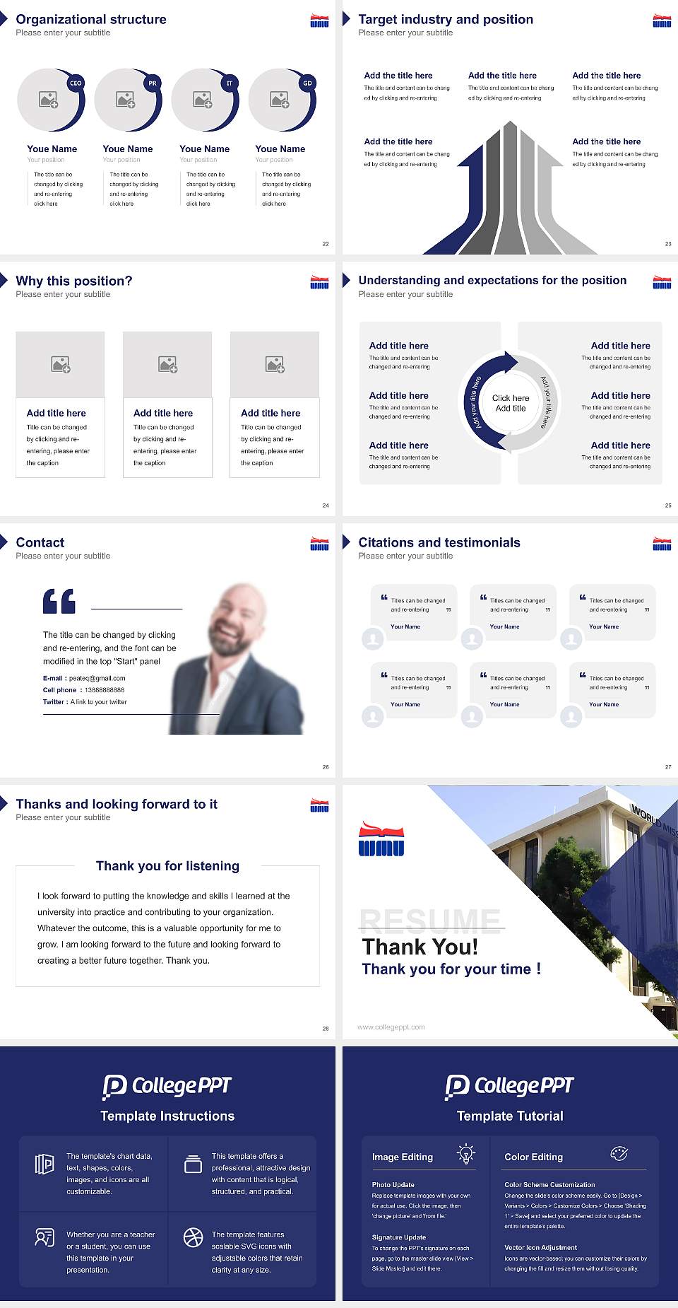World Mission University Resume PPT Template4:3 ratio PPT effect preview image4
