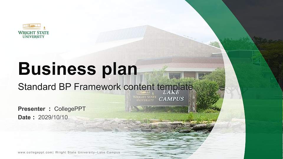 Wright State University–Lake Campus Competition/Entrepreneurship Contest PPT Template16:9 ratio PPT effect preview image