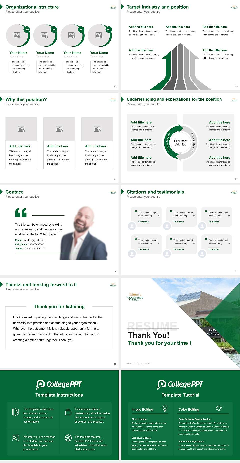 Wright State University–Lake Campus Resume PPT Template4:3 ratio PPT effect preview image4
