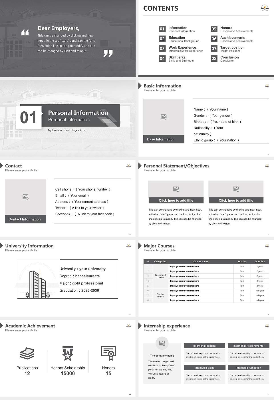 Yeshiva Bais Aharon Resume PPT Template16:9 ratio PPT effect preview image2