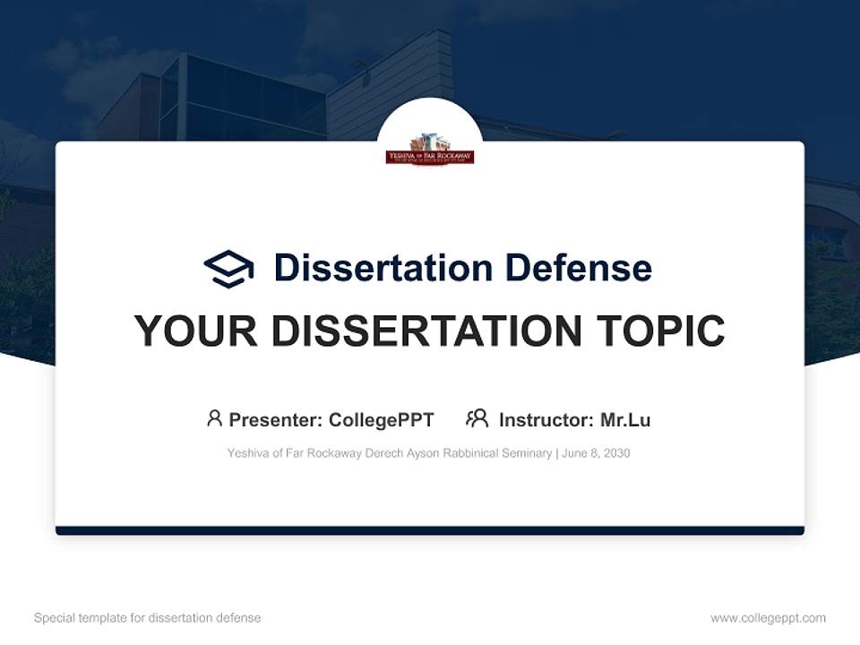 Yeshiva of Far Rockaway Derech Ayson Rabbinical Seminary Graduation Thesis Defense PPT Template4:3 ratio PPT effect preview image7