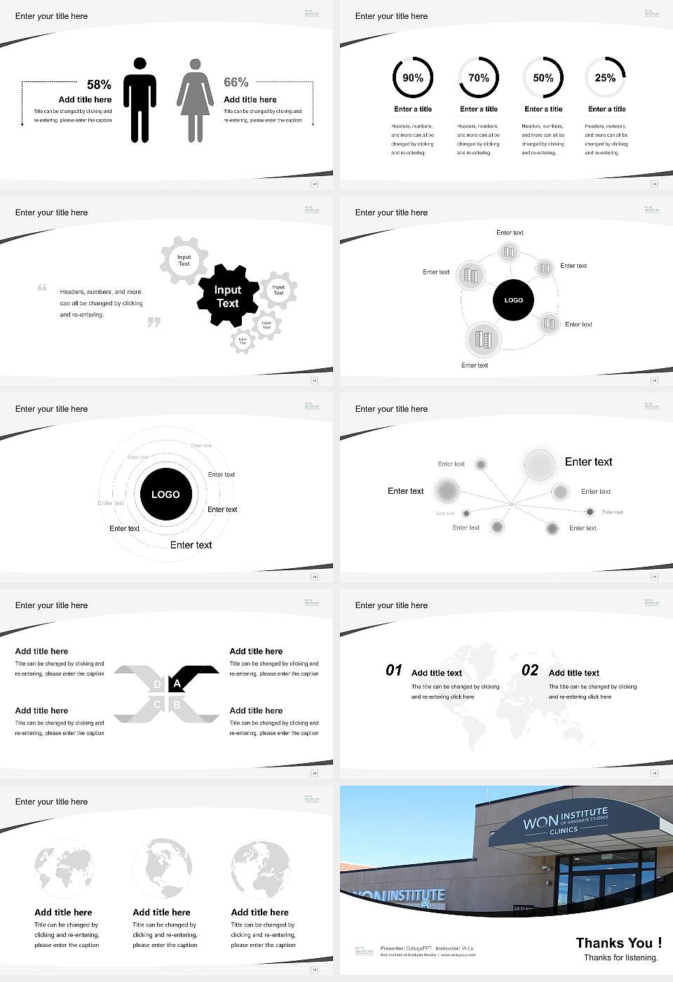 Won Institute of Graduate Studies Course/Courseware Creation PPT Template16:9 ratio PPT effect preview image4
