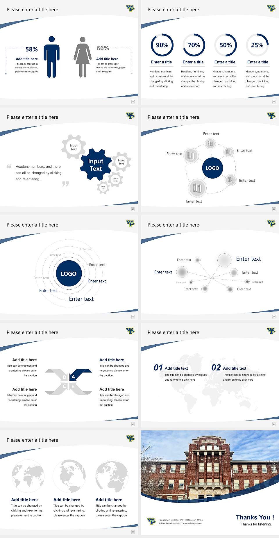 William Penn University Course/Courseware Creation PPT Template4:3 ratio PPT effect preview image4