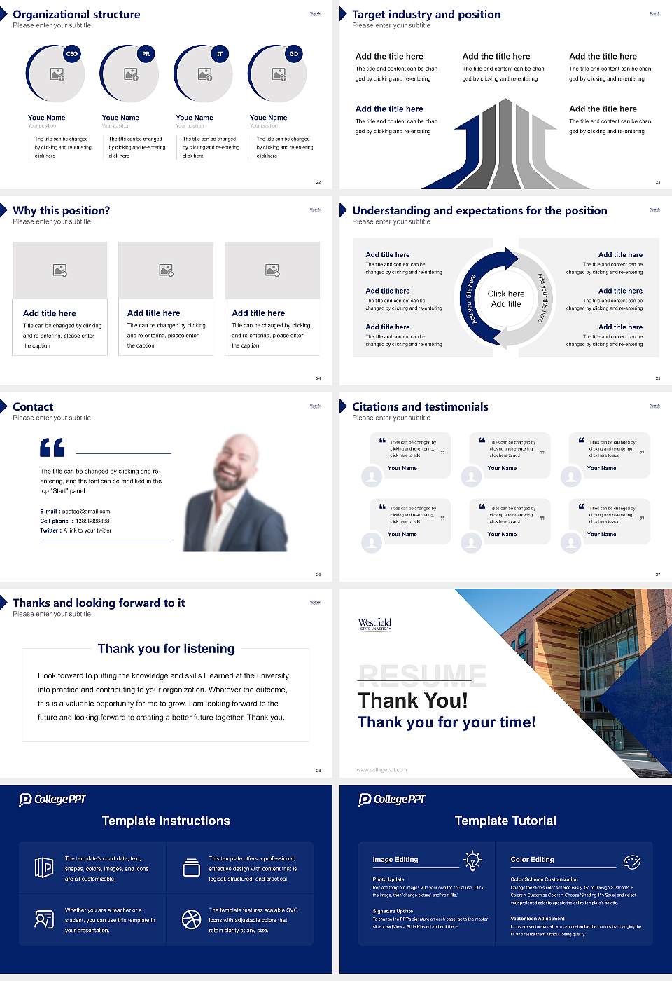 Westfield State University Resume PPT Template16:9 ratio PPT effect preview image4