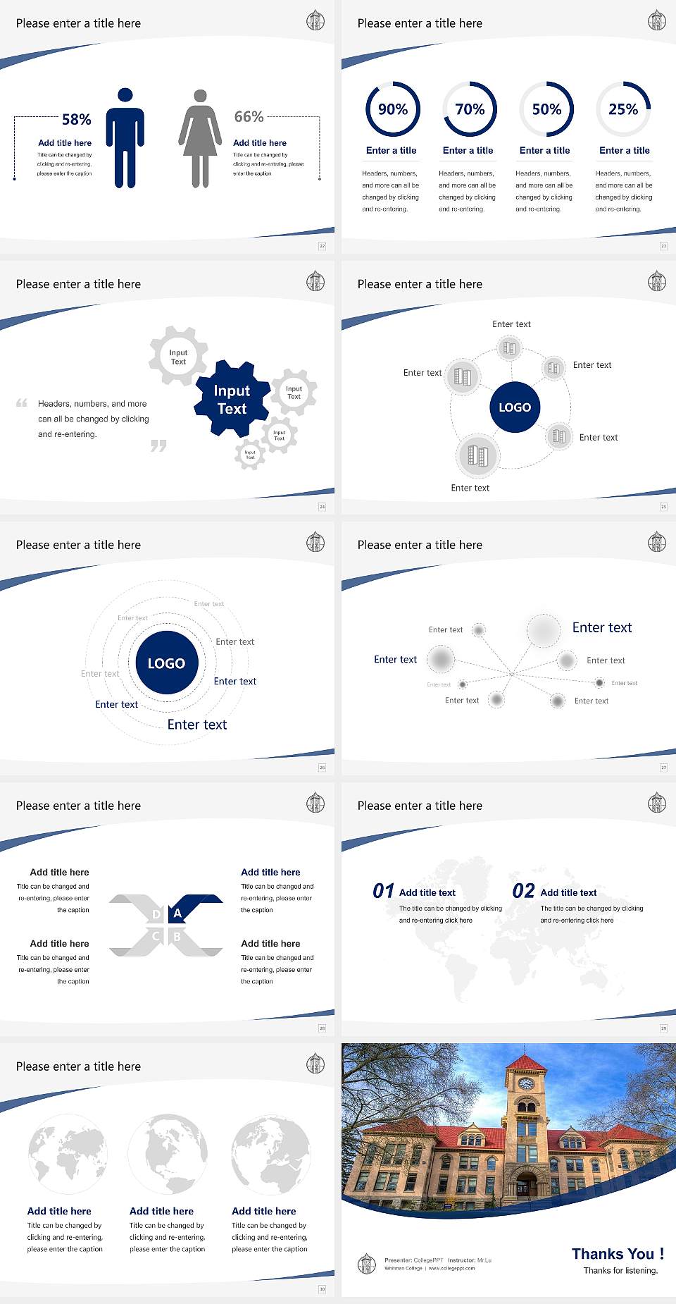Whitman College Course/Courseware Creation PPT Template4:3 ratio PPT effect preview image4