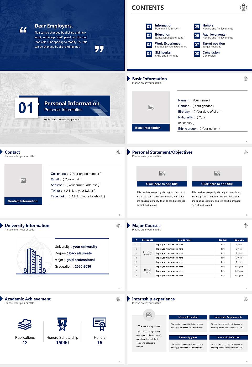 Whitman College Resume PPT Template16:9 ratio PPT effect preview image2