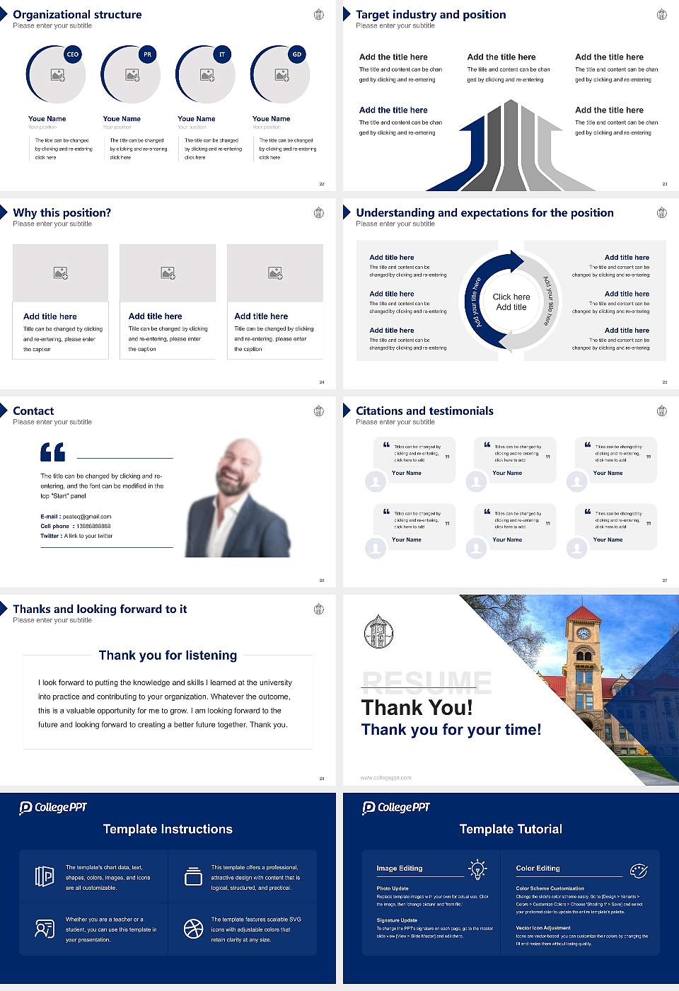 Whitman College Resume PPT Template16:9 ratio PPT effect preview image4