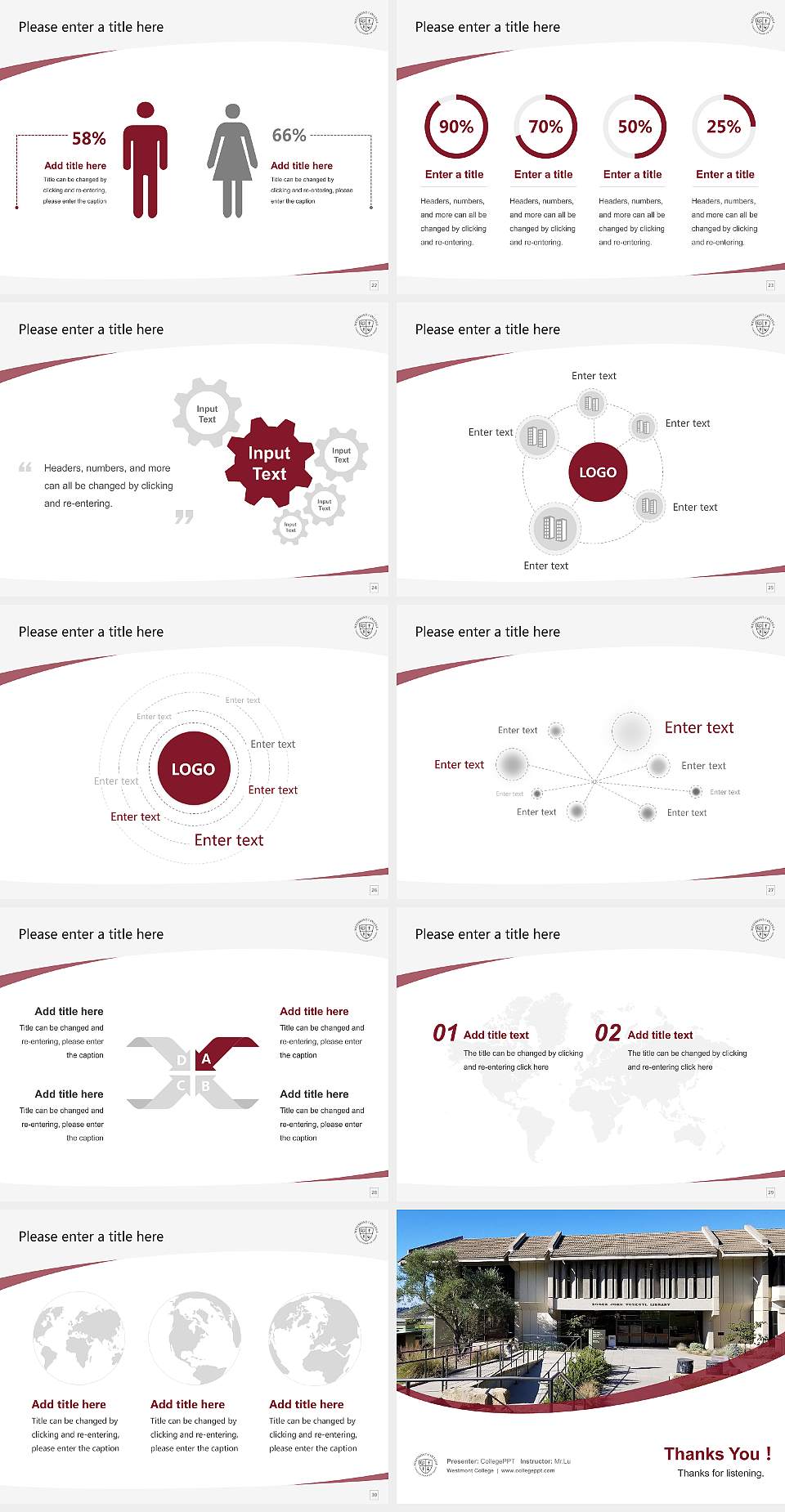 Westmont College Course/Courseware Creation PPT Template4:3 ratio PPT effect preview image4