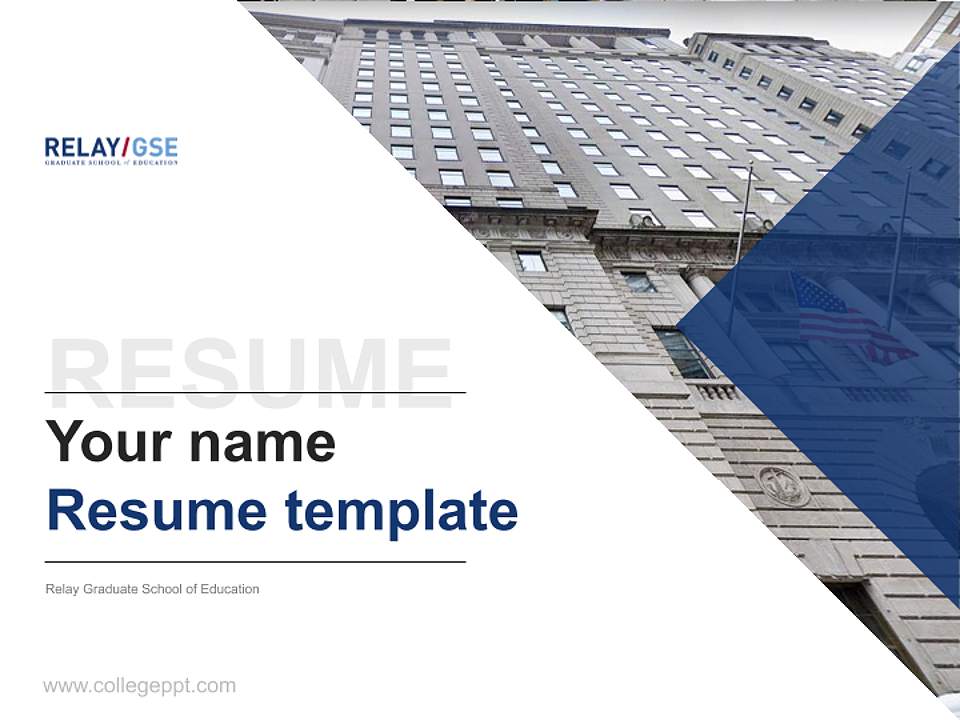 Relay Graduate School of Education Resume PPT Template4:3 ratio PPT effect preview image5