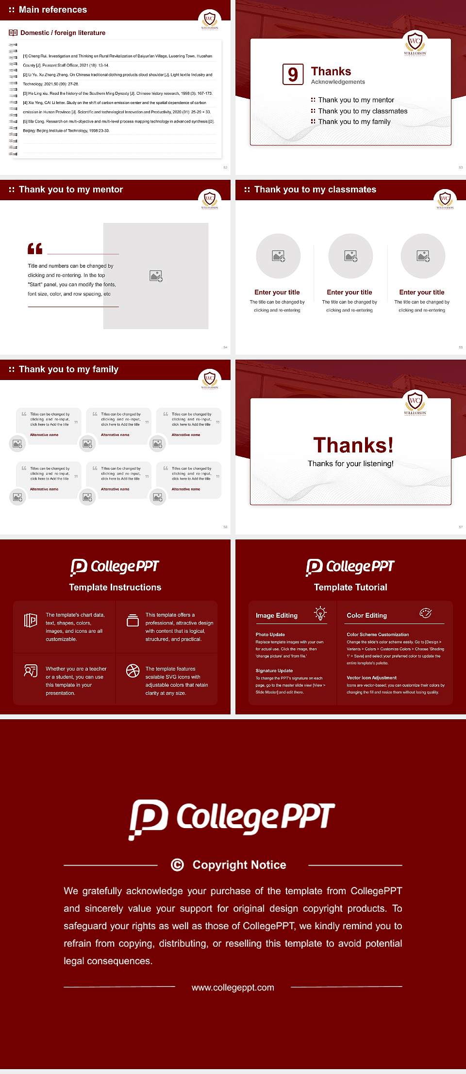 Williamson Christian College Graduation Thesis Defense PPT Template4:3 ratio PPT effect preview image7