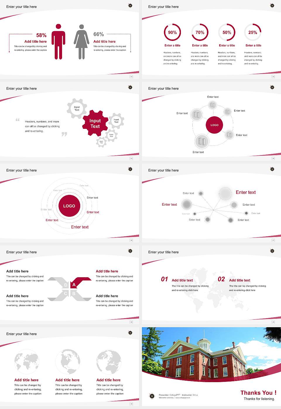 Willamette University Course/Courseware Creation PPT Template16:9 ratio PPT effect preview image4