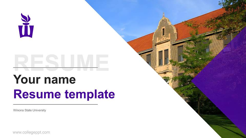 Winona State University Resume PPT Template16:9 ratio PPT effect preview image