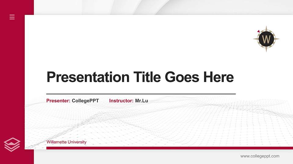 Willamette University Thesis Proposal/Graduation Defense PPT Template16:9 ratio PPT effect preview image