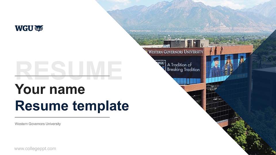 Western Governors University Resume PPT Template16:9 ratio PPT effect preview image