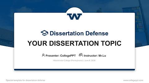 Westminster College (Pennsylvania) Graduation Thesis Defense PPT Template