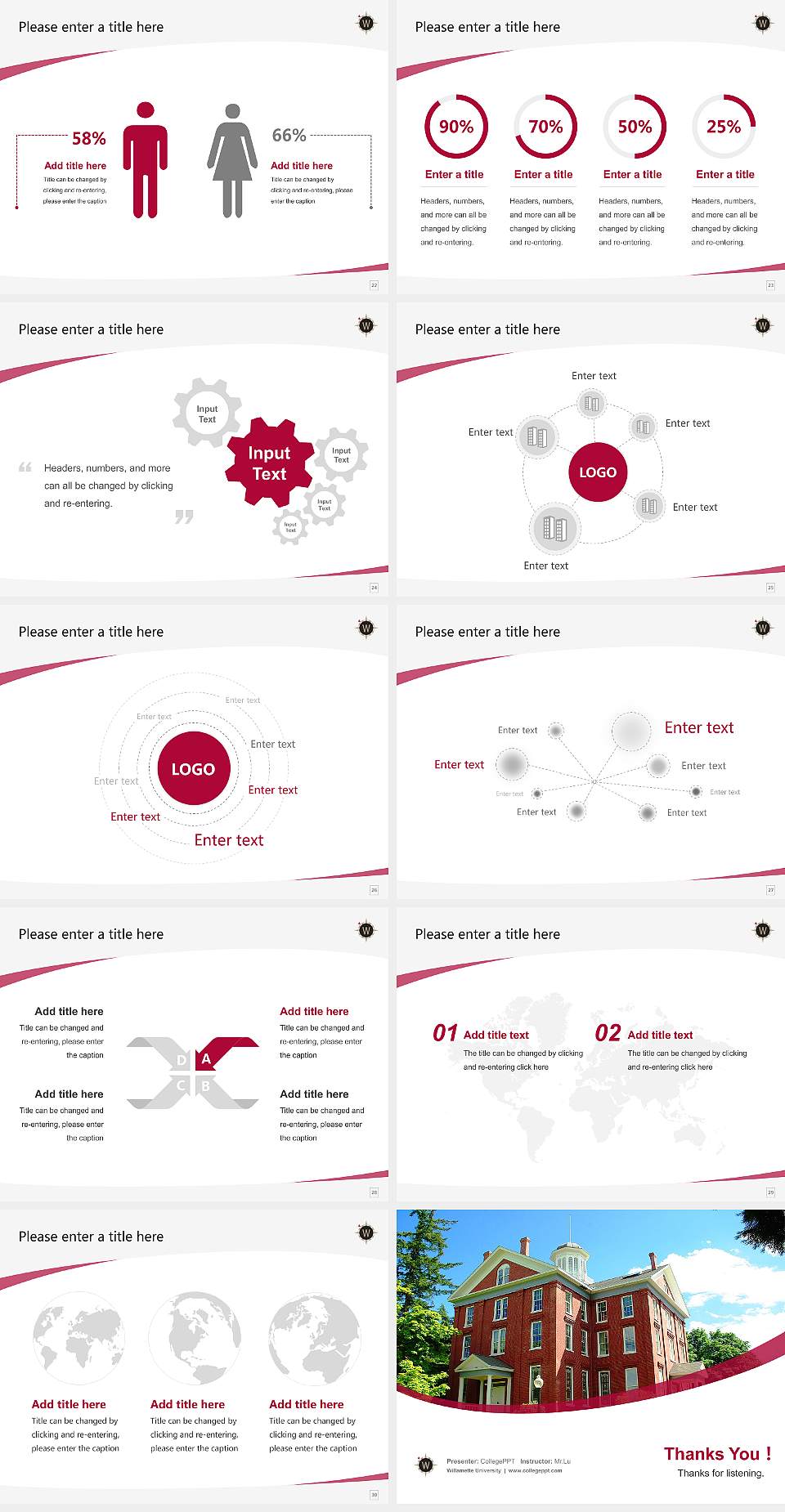 Willamette University Course/Courseware Creation PPT Template4:3 ratio PPT effect preview image4