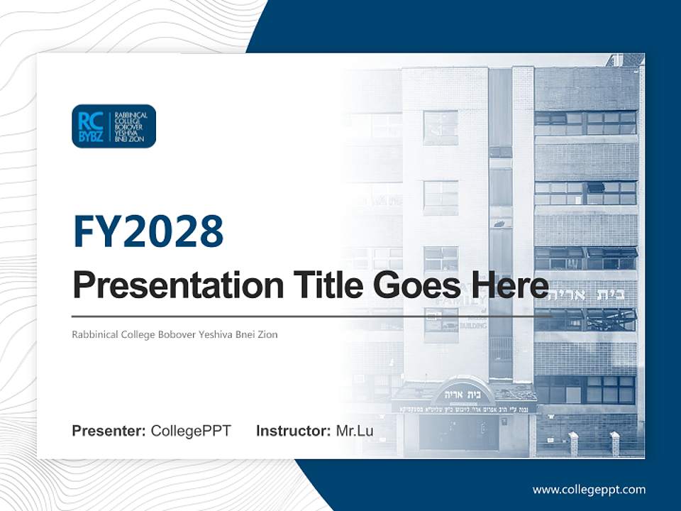 Rabbinical College Bobover Yeshiva Bnei Zion Academic Presentation/Research Findings Report PPT Template4:3 ratio PPT effect preview image5