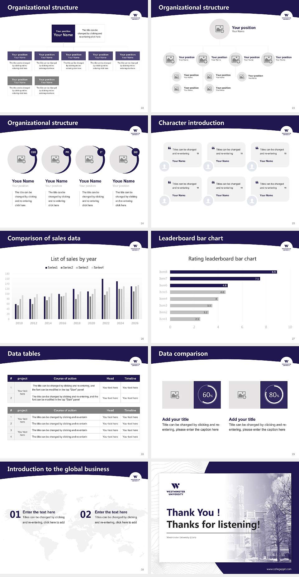 Westminster University (Utah) Academic Presentation/Research Findings Report PPT Template4:3 ratio PPT effect preview image4