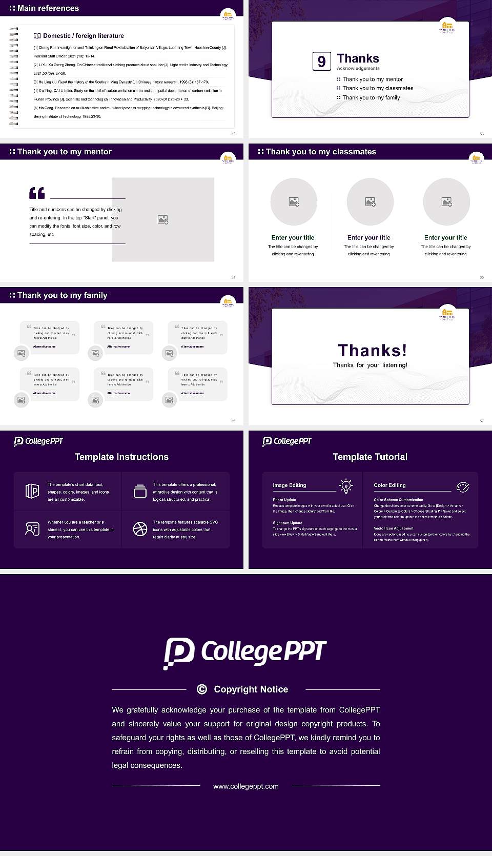 Whittier College Graduation Thesis Defense PPT Template16:9 ratio PPT effect preview image7