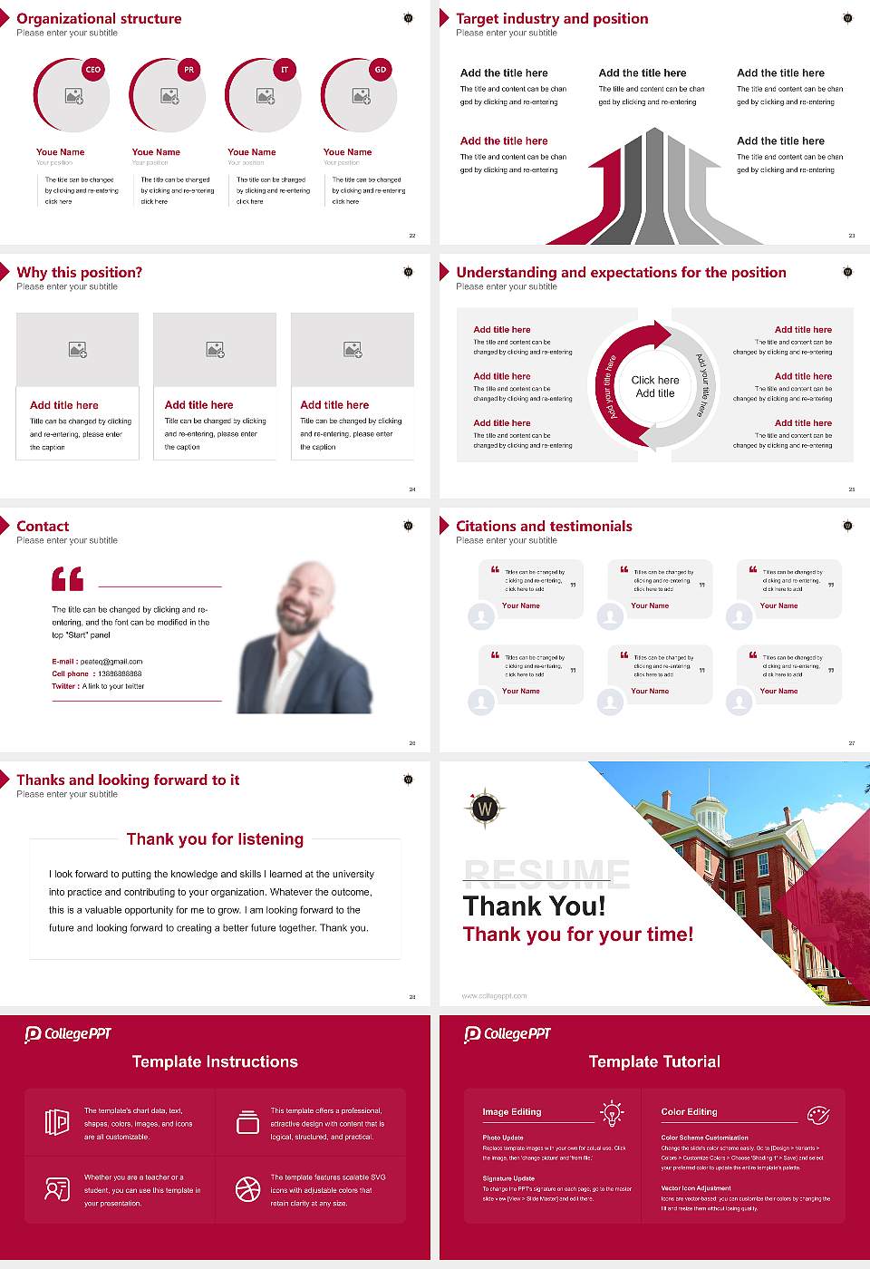 Willamette University Resume PPT Template16:9 ratio PPT effect preview image4