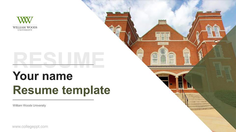 William Woods University Resume PPT Template16:9 ratio PPT effect preview image