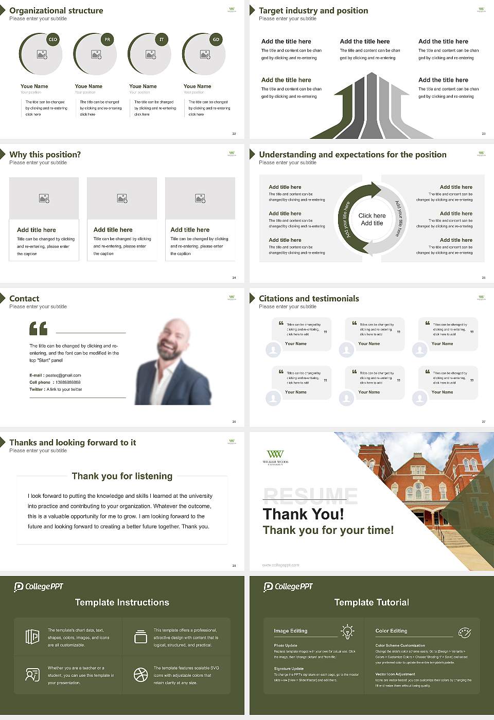 William Woods University Resume PPT Template16:9 ratio PPT effect preview image4