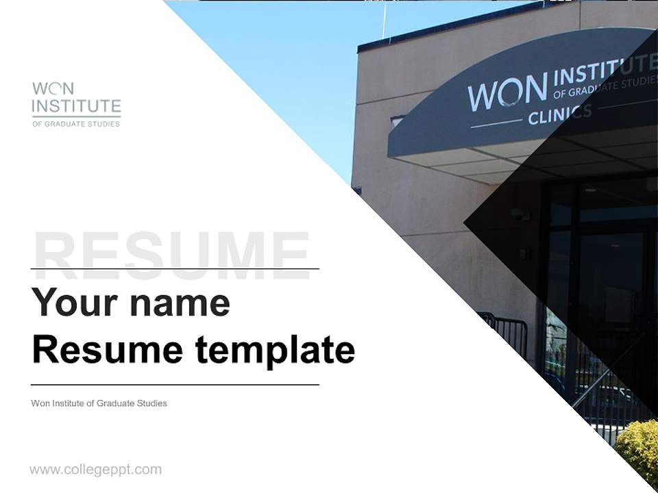 Won Institute of Graduate Studies Resume PPT Template4:3 ratio PPT effect preview image5