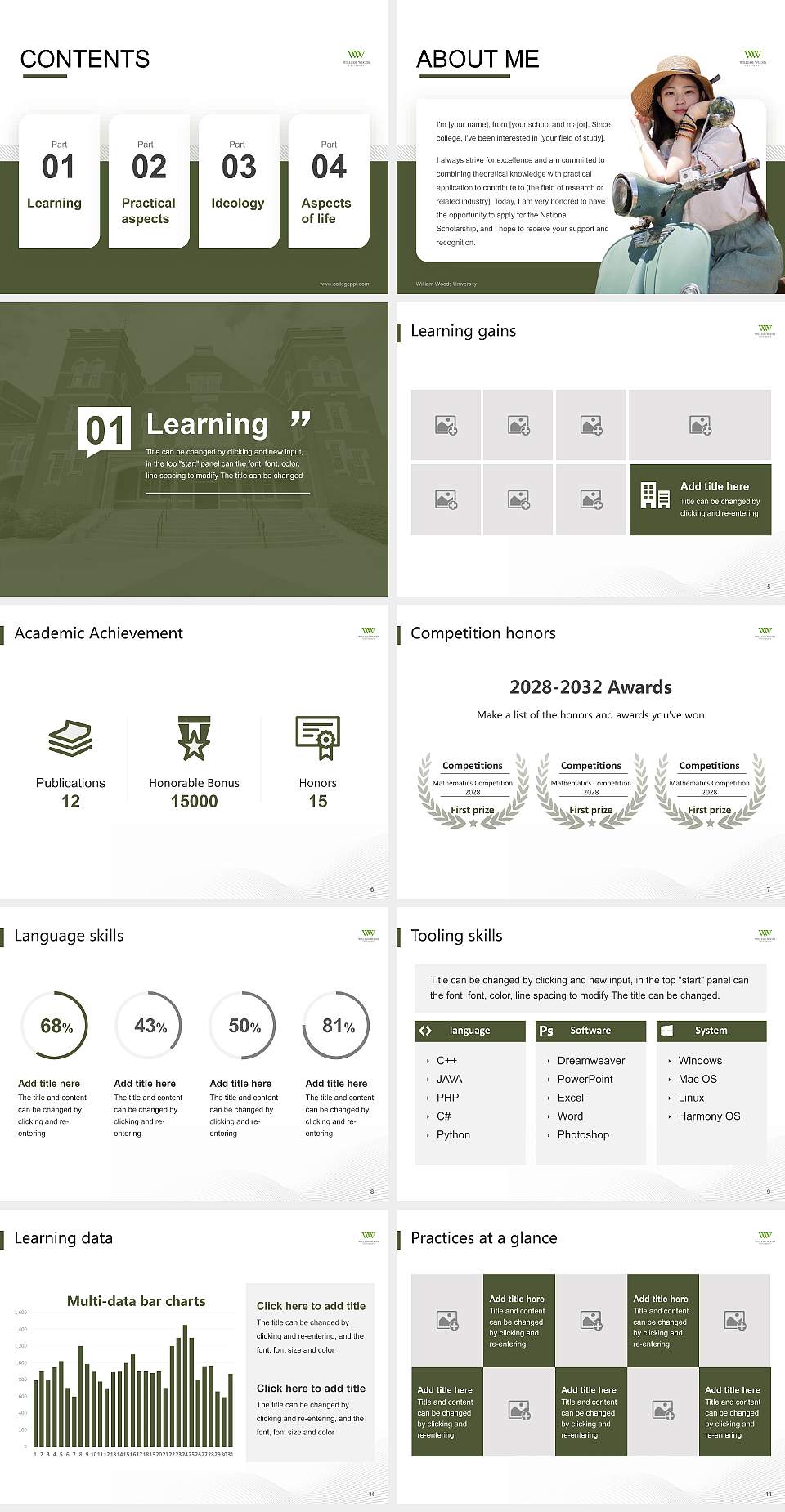 William Woods University National Scholarship Defense PPT Template4:3 ratio PPT effect preview image2