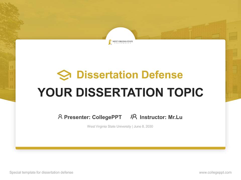 West Virginia State University Graduation Thesis Defense PPT Template4:3 ratio PPT effect preview image7