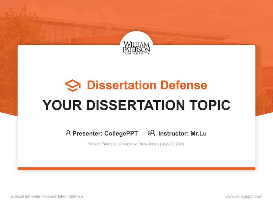 William Paterson University of New Jersey Graduation Thesis Defense PPT Template4:3 ratio PPT effect preview image7
