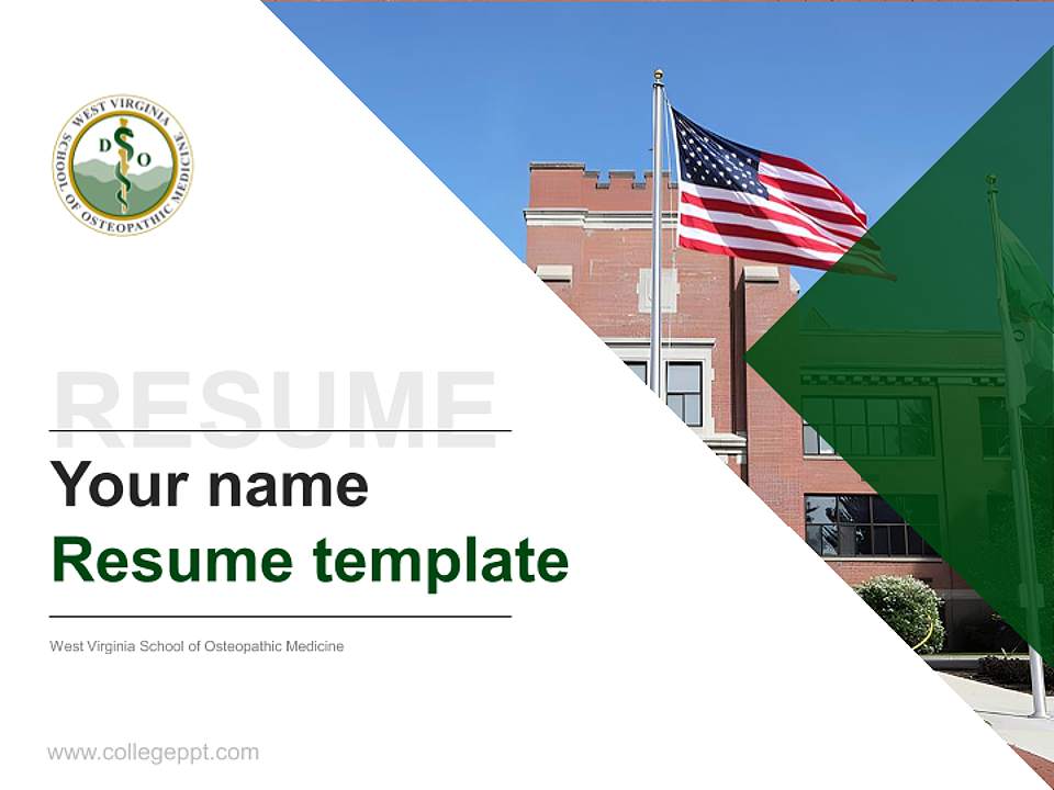 West Virginia School of Osteopathic Medicine Resume PPT Template4:3 ratio PPT effect preview image5