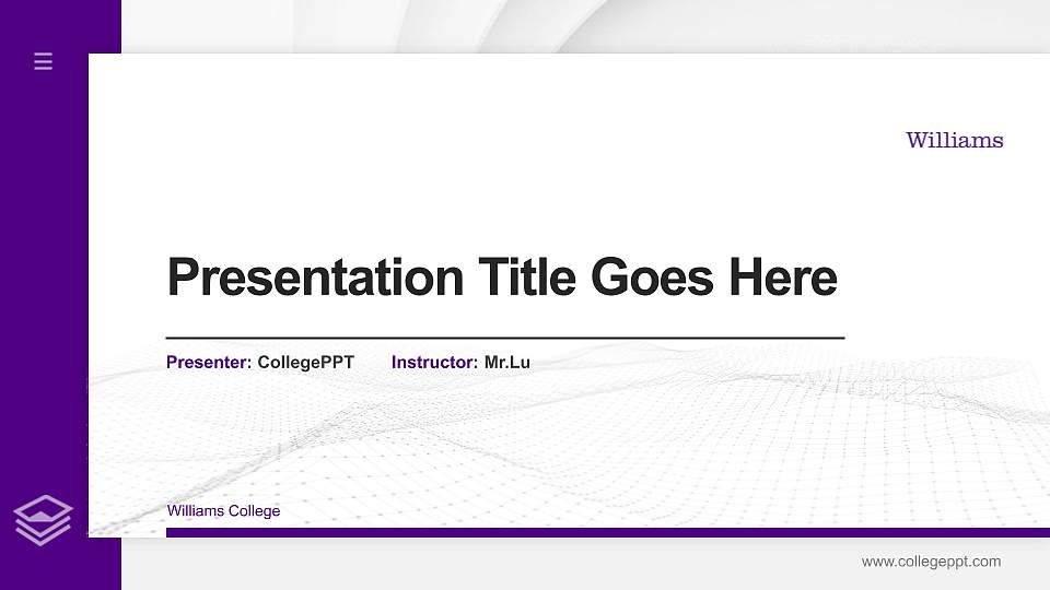 Williams College Thesis Proposal/Graduation Defense PPT Template16:9 ratio PPT effect preview image