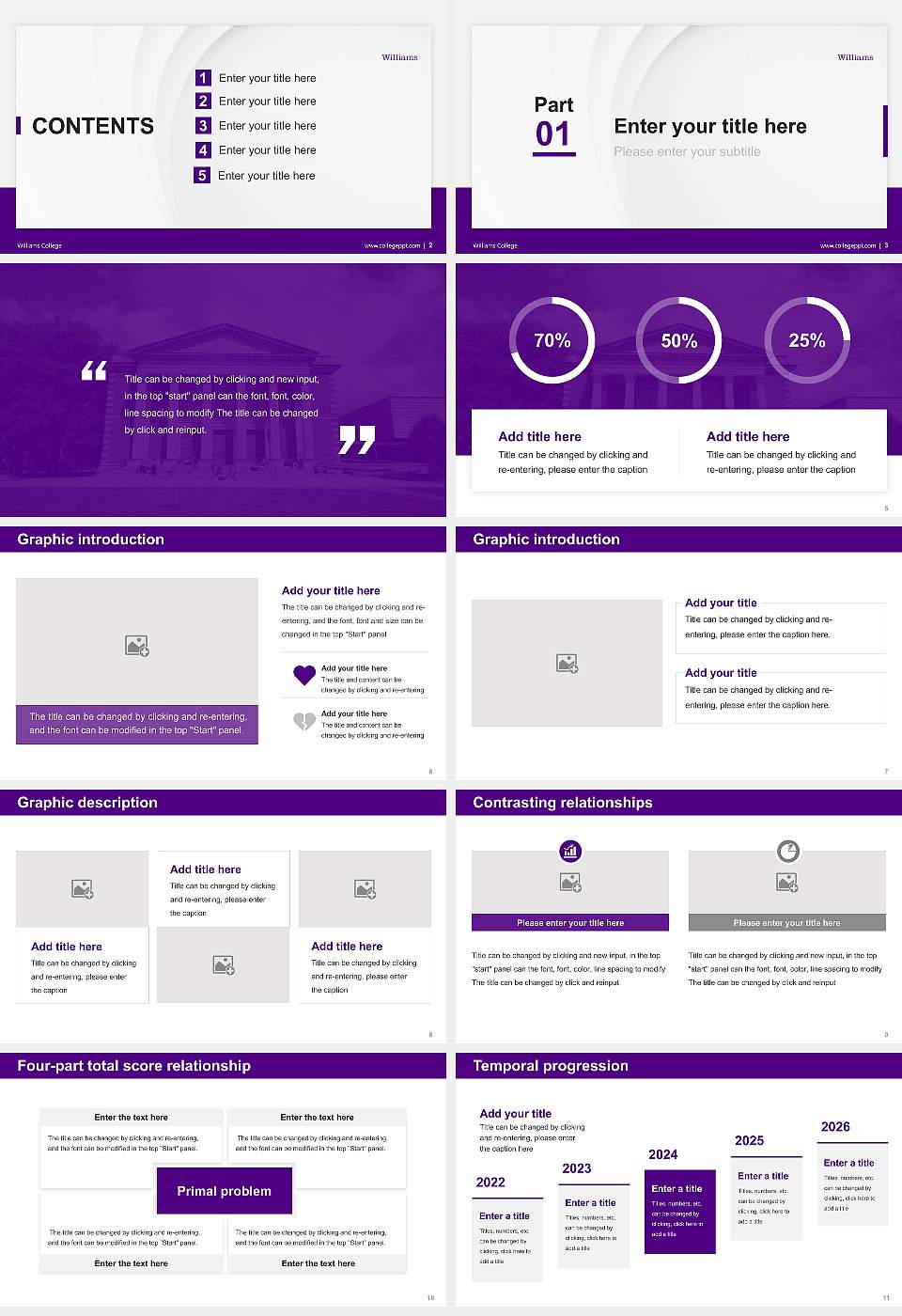 Williams College Thesis Proposal/Graduation Defense PPT Template16:9 ratio PPT effect preview image2