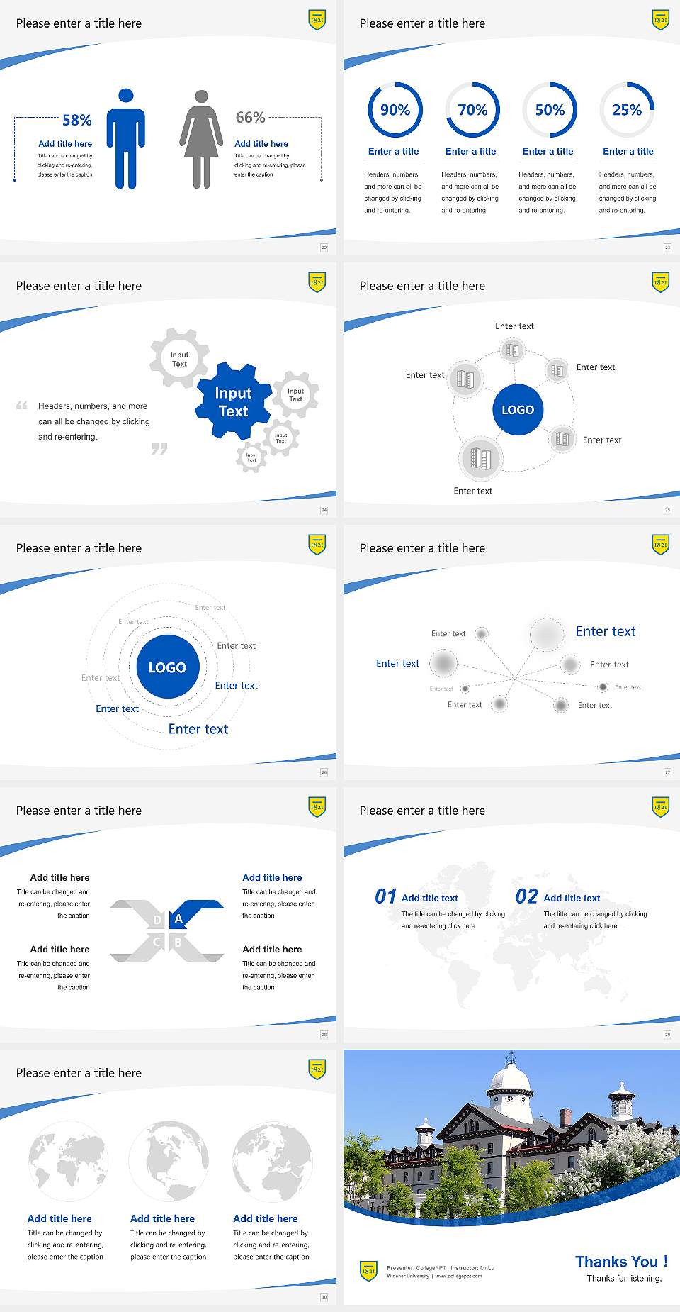 Widener University Course/Courseware Creation PPT Template4:3 ratio PPT effect preview image4