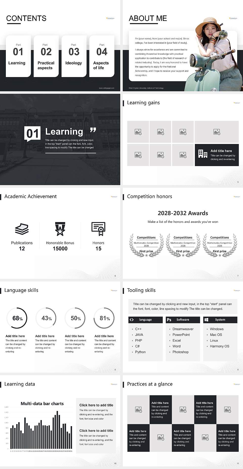 West Virginia University Institute of Technology National Scholarship Defense PPT Template4:3 ratio PPT effect preview image2