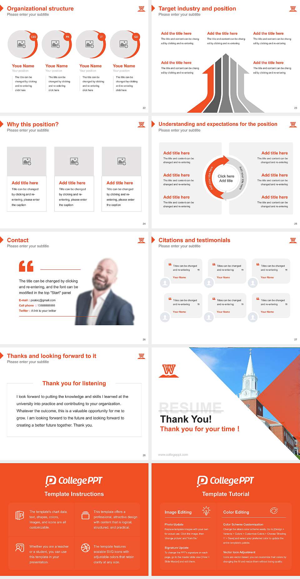 West Virginia Wesleyan College Resume PPT Template4:3 ratio PPT effect preview image4