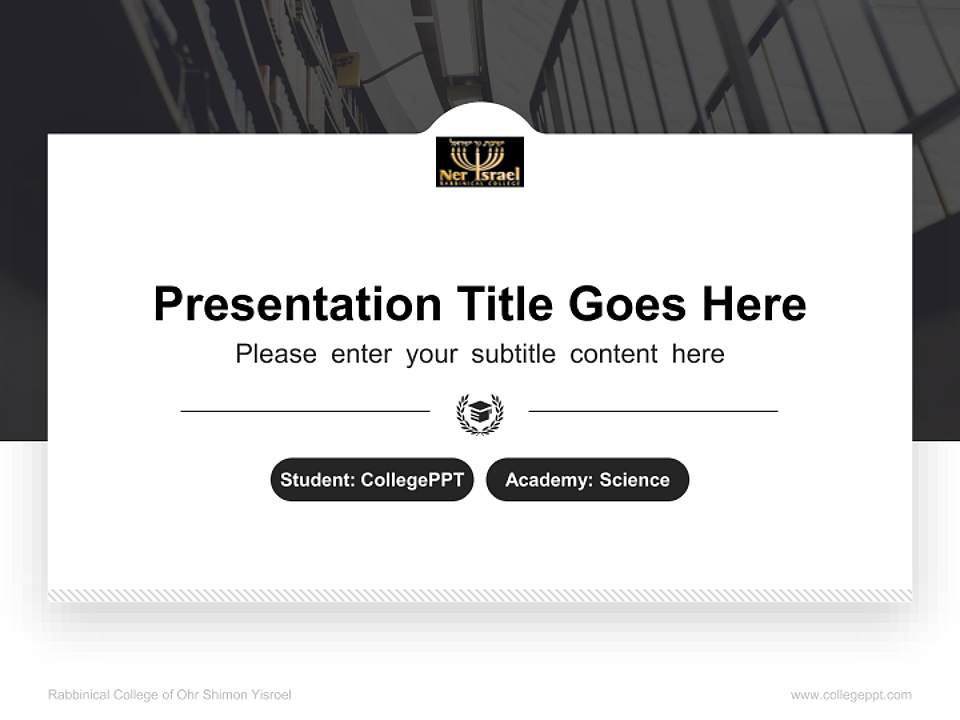 Rabbinical College of Ohr Shimon Yisroel National Scholarship Defense PPT Template4:3 ratio PPT effect preview image4