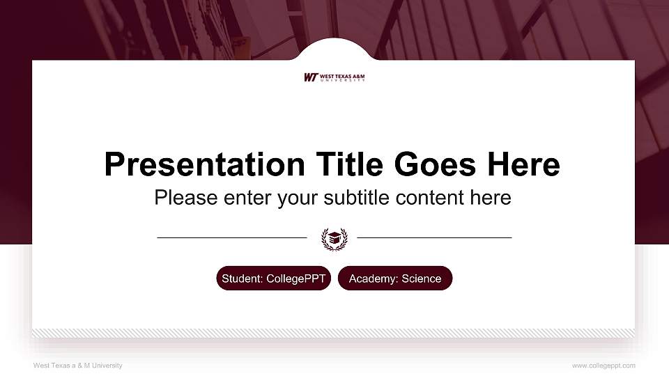 West Texas a & M University National Scholarship Defense PPT Template16:9 ratio PPT effect preview image