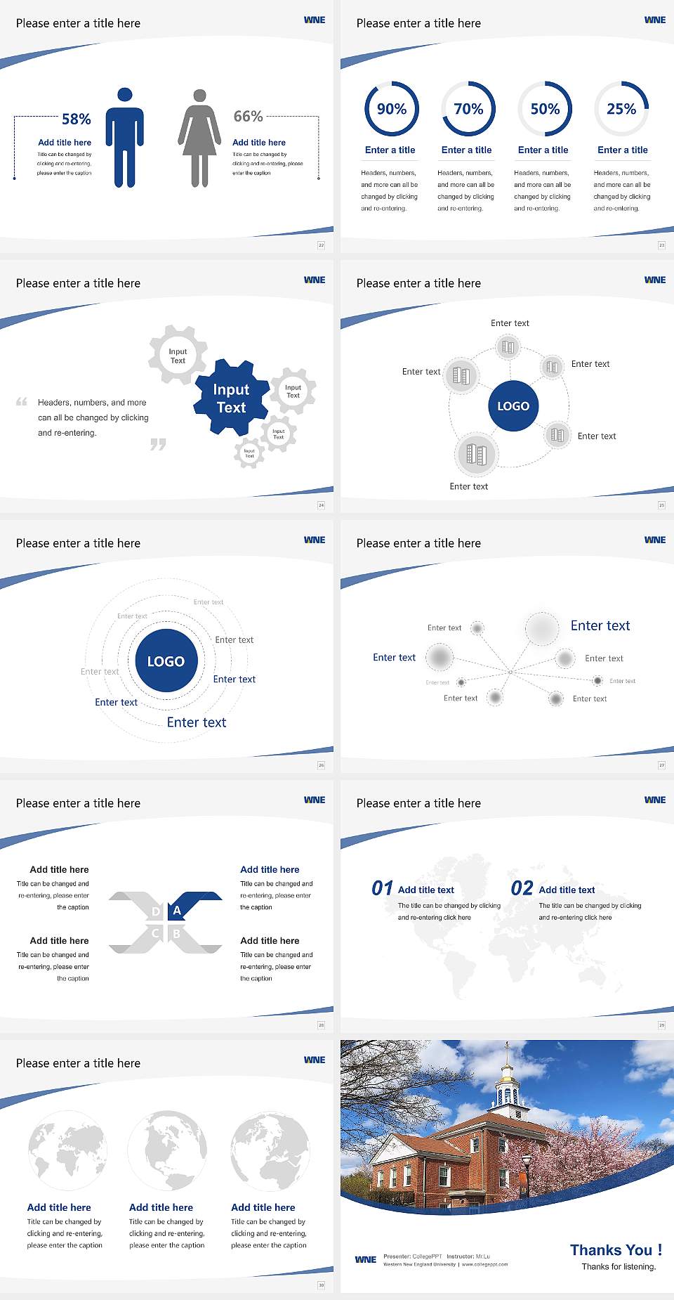 Western New England University Course/Courseware Creation PPT Template4:3 ratio PPT effect preview image4