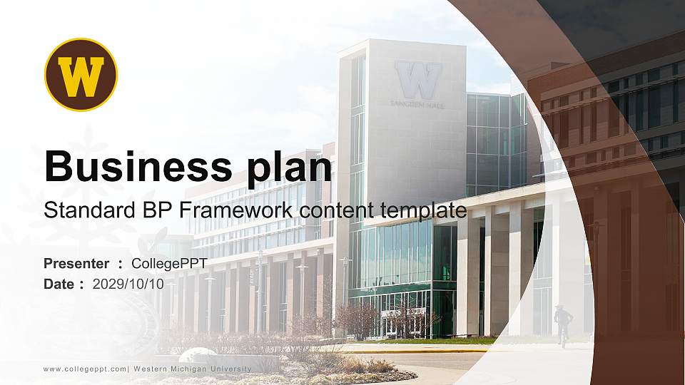Western Michigan University Competition/Entrepreneurship Contest PPT Template16:9 ratio PPT effect preview image