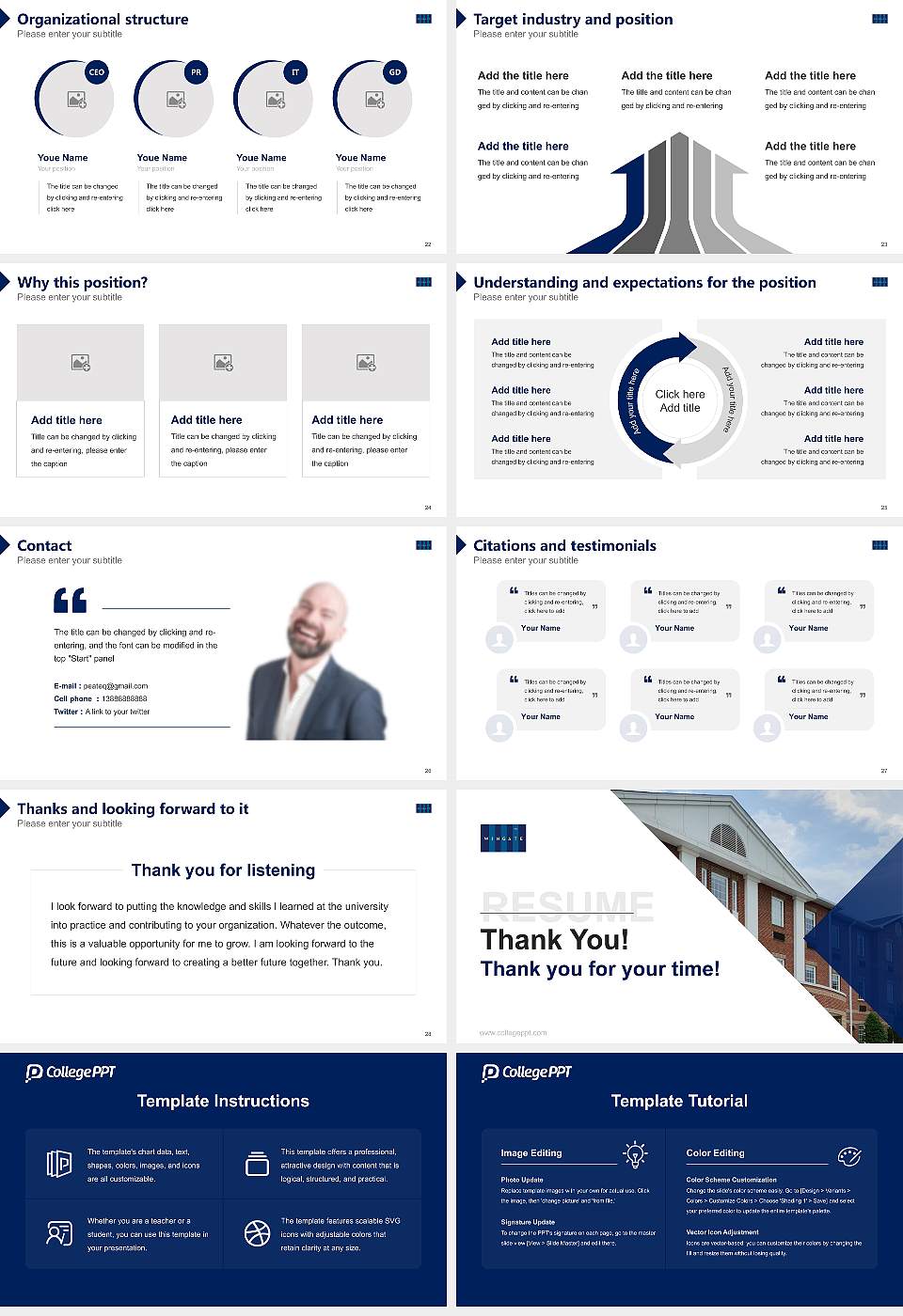 Wingate University Resume PPT Template16:9 ratio PPT effect preview image4