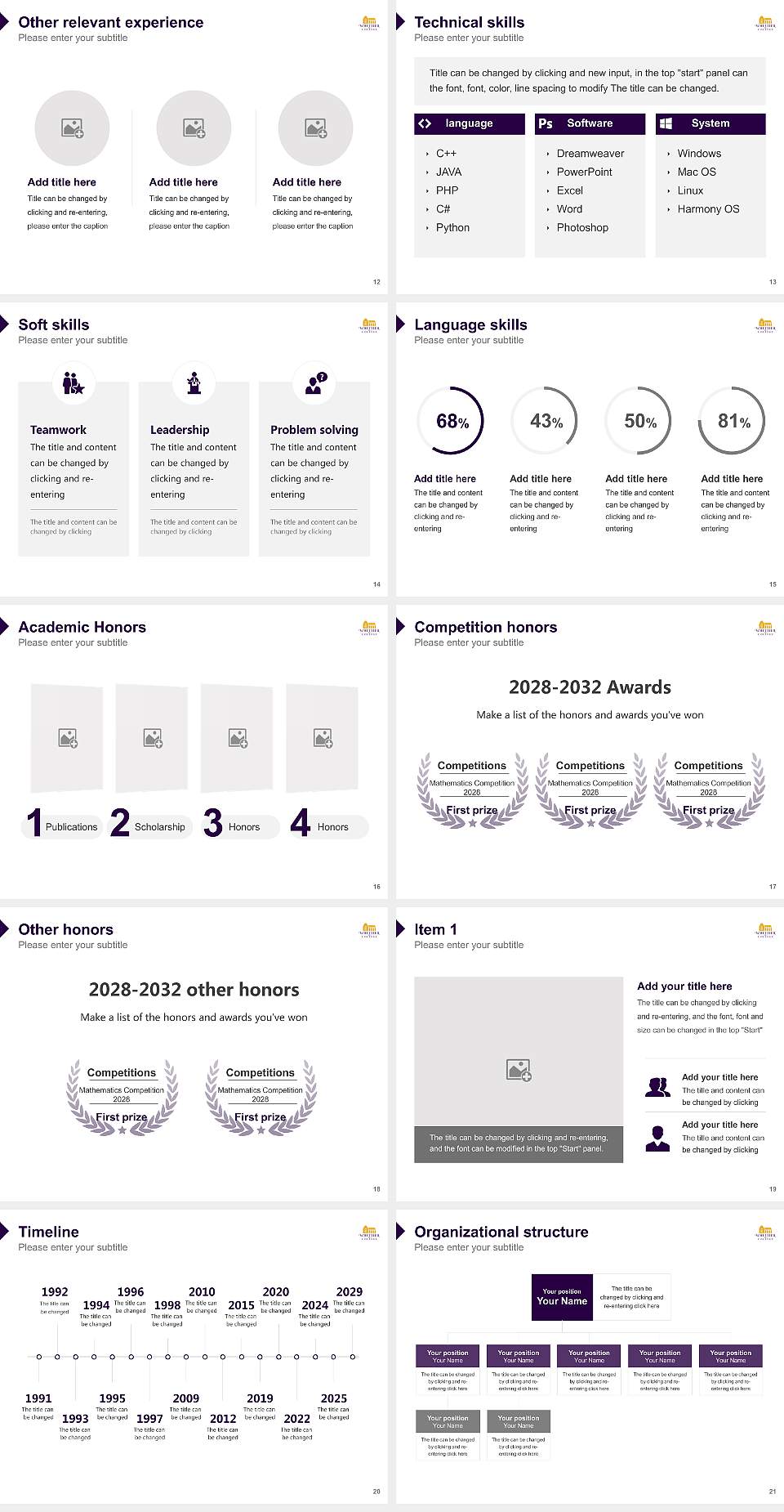 Whittier College Resume PPT Template4:3 ratio PPT effect preview image3