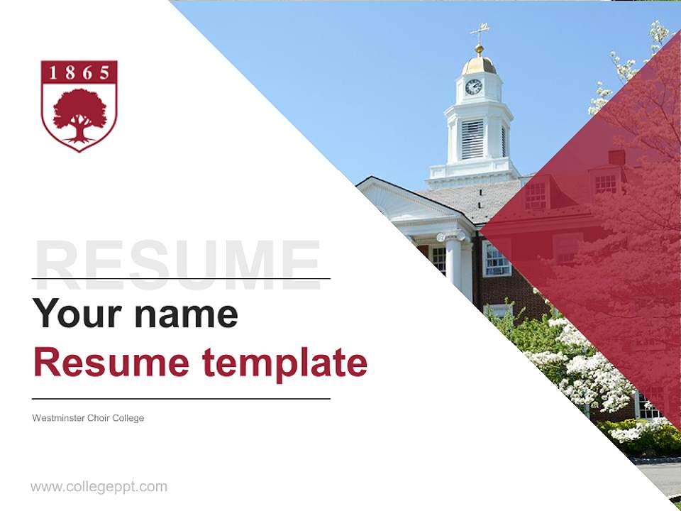 Westminster Choir College Resume PPT Template4:3 ratio PPT effect preview image5
