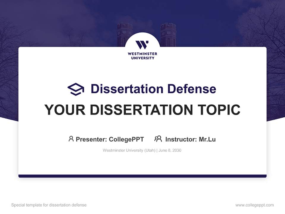 Westminster University (Utah) Graduation Thesis Defense PPT Template4:3 ratio PPT effect preview image7