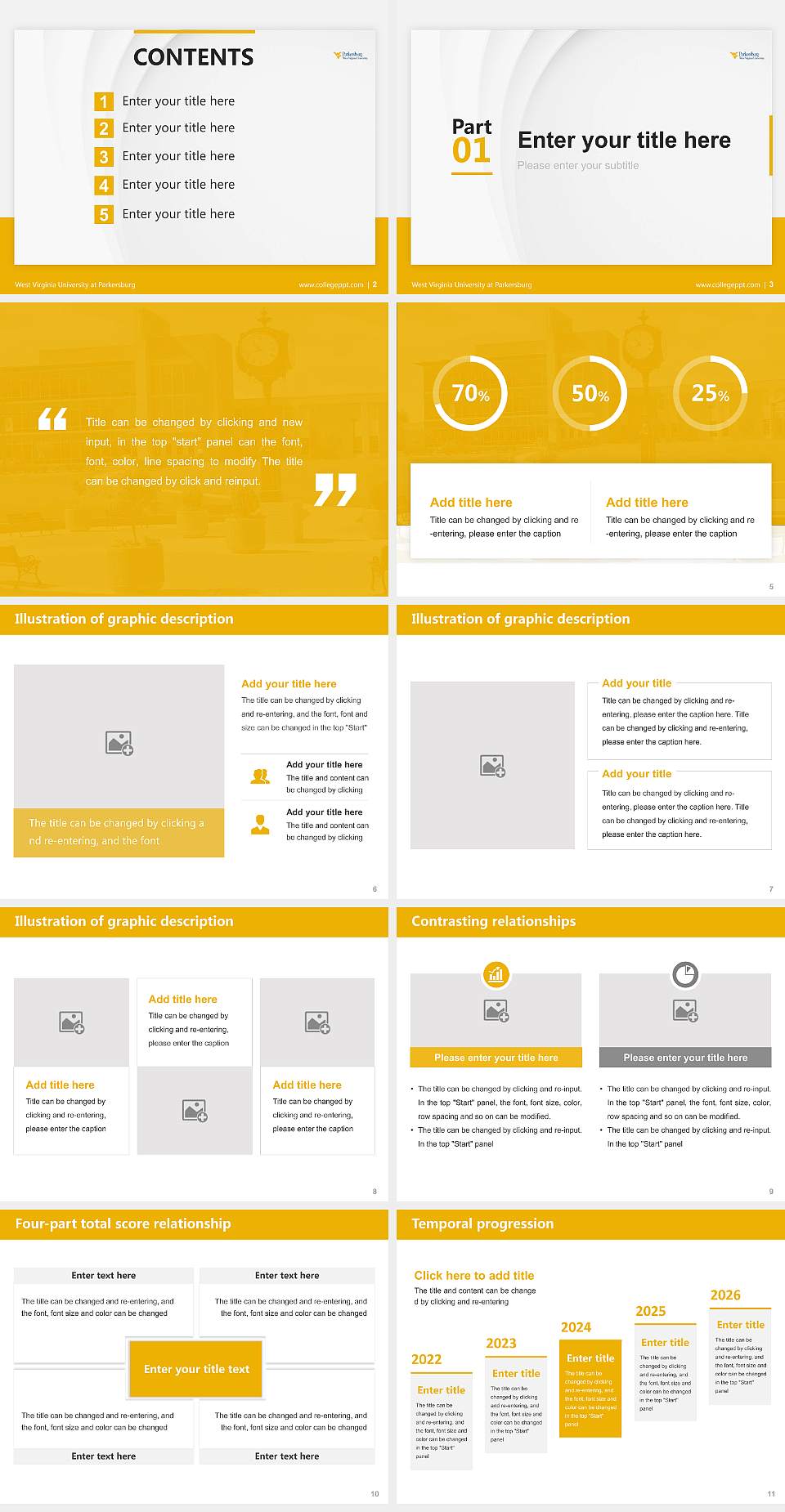 West Virginia University at Parkersburg Thesis Proposal/Graduation Defense PPT Template4:3 ratio PPT effect preview image2