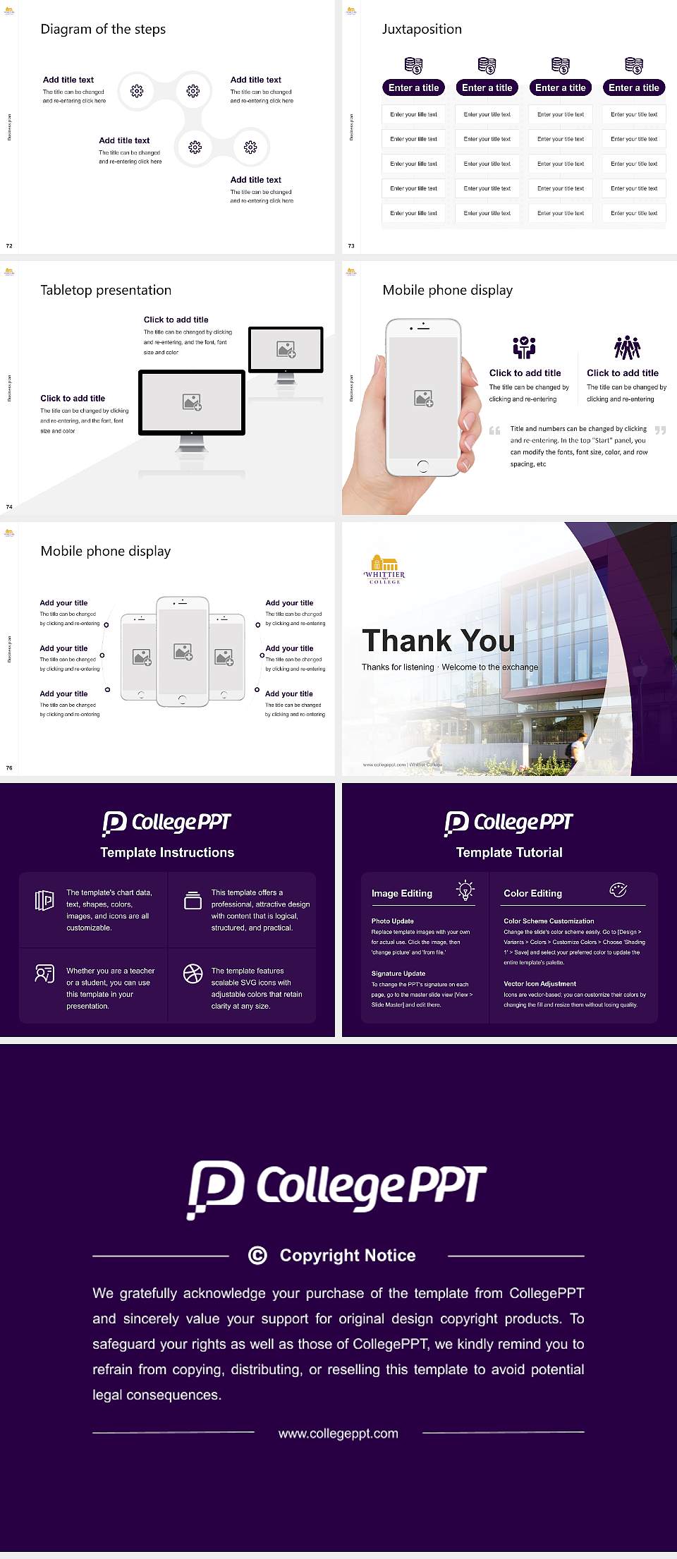 Whittier College Competition/Entrepreneurship Contest PPT Template4:3 ratio PPT effect preview image9